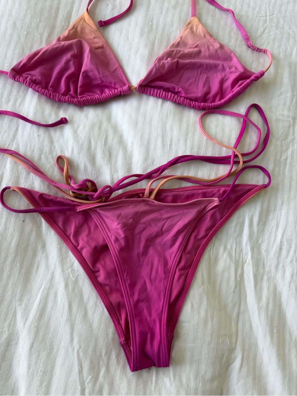 Women's Pink Ombre Triangle Bikini Set